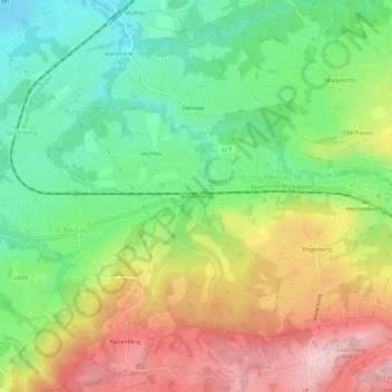 Topografische Karte Biesenberg, Höhe, Relief
