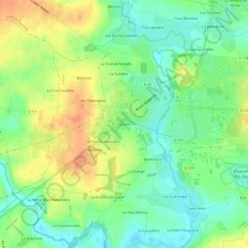 Topografische Karte Gauchis, Höhe, Relief
