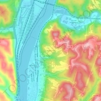 Topografische Karte Rabbit Hill, Höhe, Relief