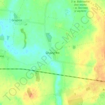Topografische Karte Głuszynko, Höhe, Relief