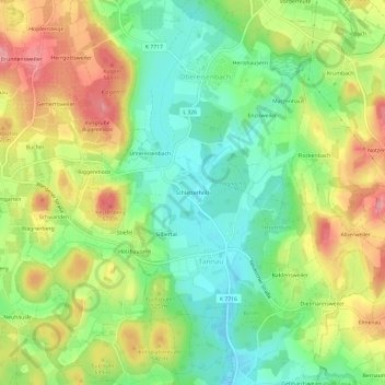 Topografische Karte Schletterholz, Höhe, Relief