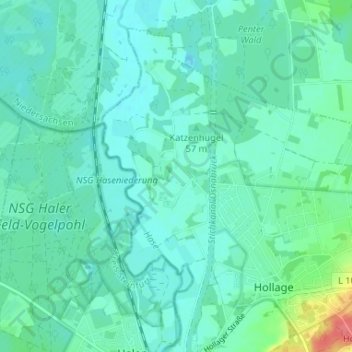 Topografische Karte Barlage, Höhe, Relief