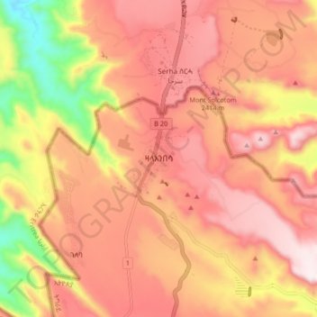 Topografische Karte Zalambessa, Höhe, Relief