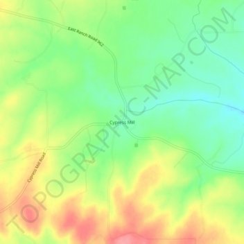 Topografische Karte Cypress Mill, Höhe, Relief