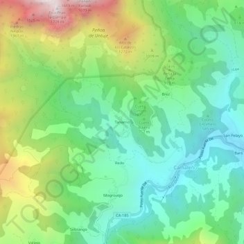 Topografische Karte Tanarrio, Höhe, Relief
