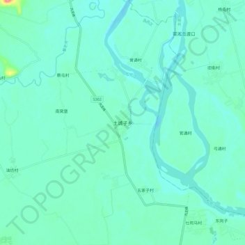 Topografische Karte 土城子乡, Höhe, Relief
