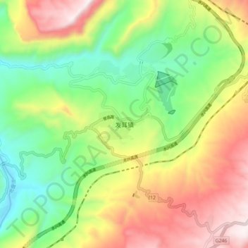 Topografische Karte 发耳镇, Höhe, Relief