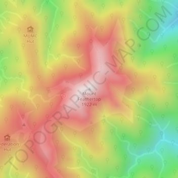 Topografische Karte Mount Feathertop, Höhe, Relief