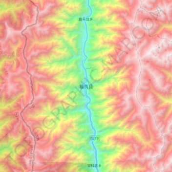 Topografische Karte 福贡县, Höhe, Relief