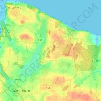 Topografische Karte Kiekut, Höhe, Relief