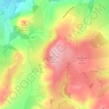 Topografische Karte Cothercott Hill, Höhe, Relief