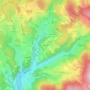 Topografische Karte Le Fraisse, Höhe, Relief