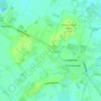 Topografische Karte Tange, Höhe, Relief