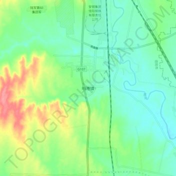 Topografische Karte 明港镇, Höhe, Relief