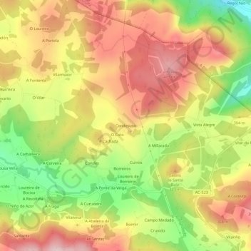 Topografische Karte Condesuso, Höhe, Relief