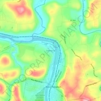 Topografische Karte Collinsburg, Höhe, Relief