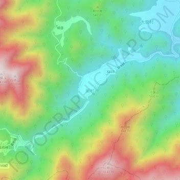 Topografische Karte 船村, Höhe, Relief