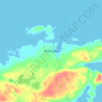 Topografische Karte Burnside, Höhe, Relief