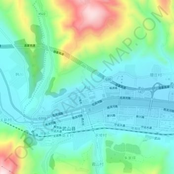 Topografische Karte 韦庄, Höhe, Relief