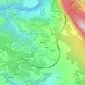 Topografische Karte Marlogne, Höhe, Relief