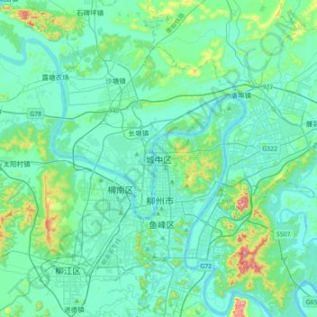 Topografische Karte 城中区, Höhe, Relief