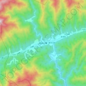 Topografische Karte 青木川镇, Höhe, Relief