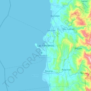 Topografische Karte San Fernando, Höhe, Relief