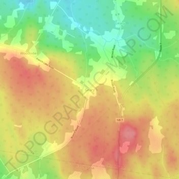 Topografische Karte Geary, Höhe, Relief