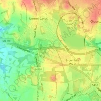 Topografische Karte Common Side, Höhe, Relief