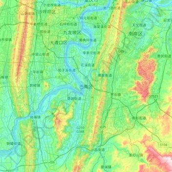 Topografische Karte 巴南区, Höhe, Relief