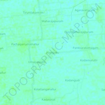 Topografische Karte Alangadu, Höhe, Relief