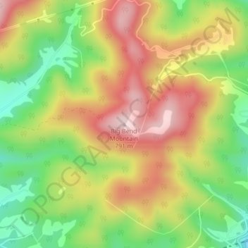 Topografische Karte Big Bend Mountain, Höhe, Relief