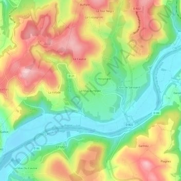 Topografische Karte Le Mas du Noyer, Höhe, Relief