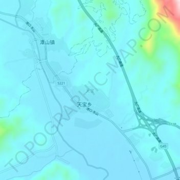 Topografische Karte 天宝, Höhe, Relief