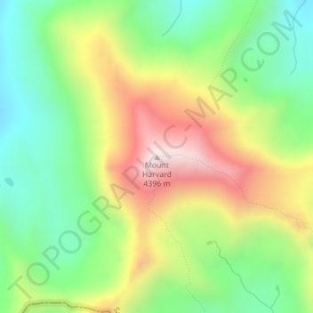 Topografische Karte Mount Harvard, Höhe, Relief