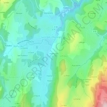Topografische Karte Charfoulet, Höhe, Relief
