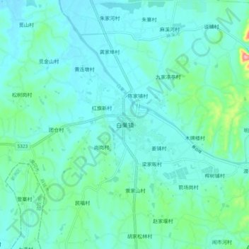 Topografische Karte 白果镇, Höhe, Relief