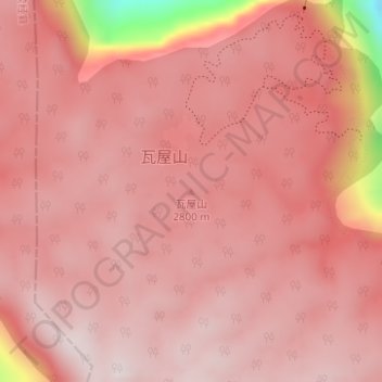 Topografische Karte 瓦屋山, Höhe, Relief