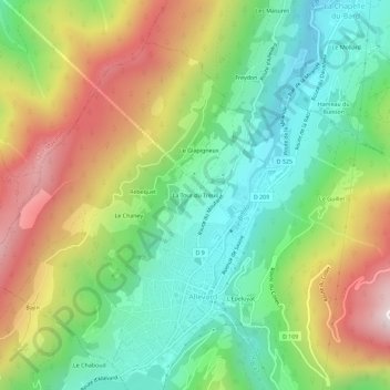 Topografische Karte La Tour du Treuil, Höhe, Relief