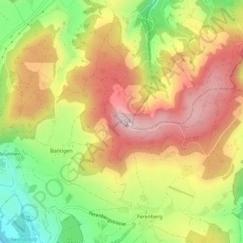 Topografische Karte Bantiger, Höhe, Relief