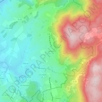Topografische Karte Corcelles, Höhe, Relief