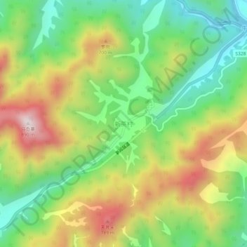 Topografische Karte 新茶村, Höhe, Relief