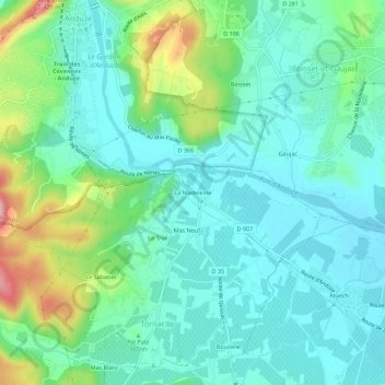 Topografische Karte La Madeleine, Höhe, Relief