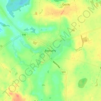 Topografische Karte Barten, Höhe, Relief