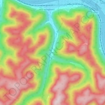 Topografische Karte Donwood, Höhe, Relief