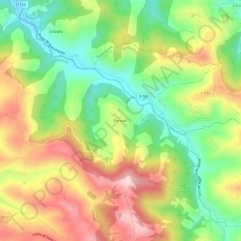 Topografische Karte Ennous, Höhe, Relief
