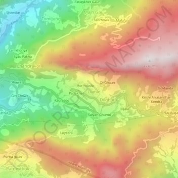 Topografische Karte Pasal, Höhe, Relief