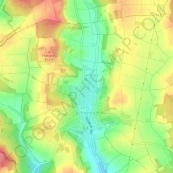 Topografische Karte Mühlgasse, Höhe, Relief