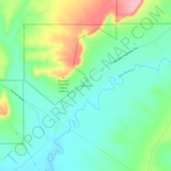 Topografische Karte San Luis, Höhe, Relief