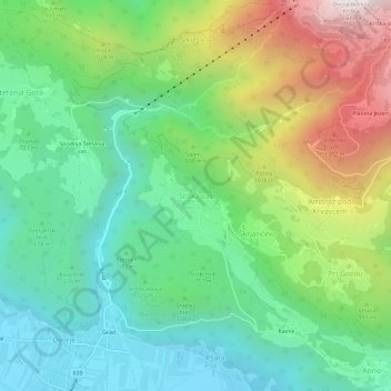 Topografische Karte Stiška vas, Höhe, Relief